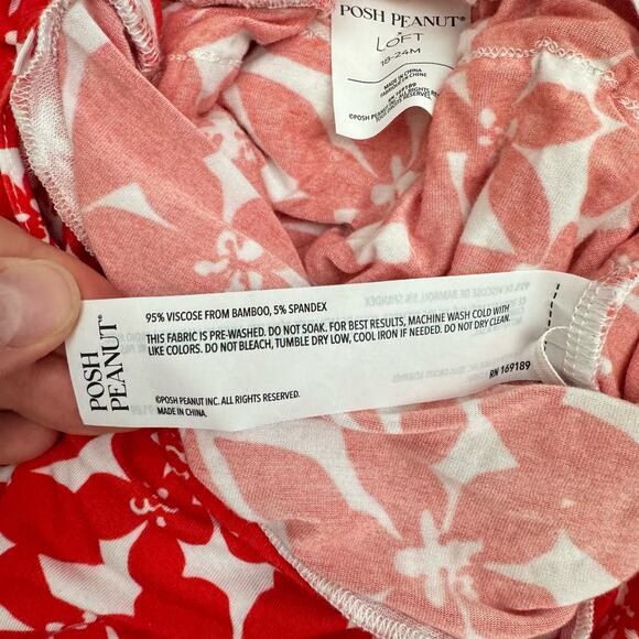 Posh Peanut x LOFT Red Floral Ruffled Strap Bubble Romper 18-24 months - Picture 6 of 6